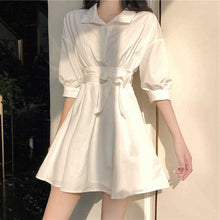 Load image into Gallery viewer, Women dress Summer French Retro Boho Tie Neck Mini Sexy White Women Dress Elegant Puff SleeveCasual Party Beach Light Dresses