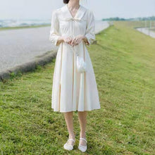 Load image into Gallery viewer, Women dress Summer French Retro Boho Tie Neck Mini Sexy White Women Dress Elegant Puff SleeveCasual Party Beach Light Dresses