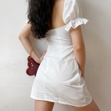 Load image into Gallery viewer, Women dress Summer French Retro Boho Tie Neck Mini Sexy White Women Dress Elegant Puff SleeveCasual Party Beach Light Dresses