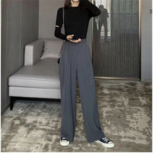 Load image into Gallery viewer, Women pants 2021 Retro Solid Color Wild Straight Wide Leg Pants Female Spring New Korean Fashion High Waist Casual Long Pants
