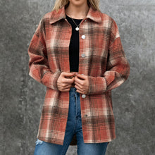 Load image into Gallery viewer, Women's Autumn Jackets Vintage Plaid Shirt with Pockets Button Down Turn-down Collar Loose Casual Jackets Female Outwear Coat