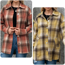 Load image into Gallery viewer, Women's Autumn Jackets Vintage Plaid Shirt with Pockets Button Down Turn-down Collar Loose Casual Jackets Female Outwear Coat