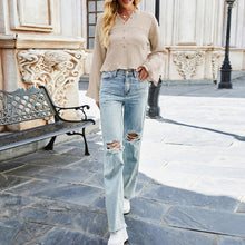 Load image into Gallery viewer, Women's Blouse Sexy Ruffled V Neck Buttoned Shirt Casual Loose Autumn Tops Slim Elegant Chic Blouses Tops Femme