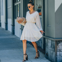 Load image into Gallery viewer, Women's Dress European Dress For Women Clothing Gentle Chiffon Long-Sleeve  Mesh Dresses Spring Sexy V-Neck Dress