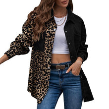 Load image into Gallery viewer, Women's Jacket Chic Splicing Jackets Leopard Print Turn-down Collar Single-breasted Pocket Casual Tops Femme Autumn Streetwear