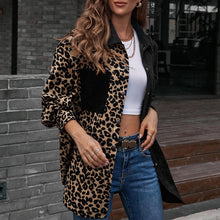 Load image into Gallery viewer, Women's Jacket Chic Splicing Jackets Leopard Print Turn-down Collar Single-breasted Pocket Casual Tops Femme Autumn Streetwear