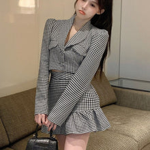 Load image into Gallery viewer, Women's Retro herringbone pants 2-piece set, jacket, mermaid coat and skirt, fashion street suit 2-piece set