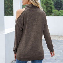 Load image into Gallery viewer, Women's T-shirts Tees Autumn Ladies Shirts And Tops Sexy Long Sleeve Tops Hollow Out Shoulder Streetwear Solid Turtleneck Loose