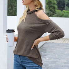 Load image into Gallery viewer, Women's T-shirts Tees Autumn Ladies Shirts And Tops Sexy Long Sleeve Tops Hollow Out Shoulder Streetwear Solid Turtleneck Loose