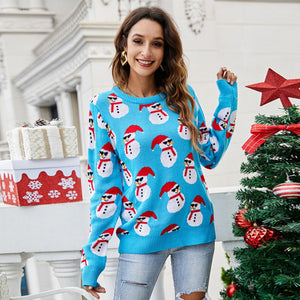 Women's Ugly Christmas Little Snowflake Knitted Sweaters Dress And Christmas Tree Loose Knitwear Autumn Winter Soft Warm Jumper