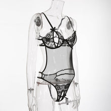 Load image into Gallery viewer, Womens Lace See-through Bodysuit Lingerie Underwear Stretchy High Cut Thong Leotard One-piece Open Crotch Bodysuits Nightwear