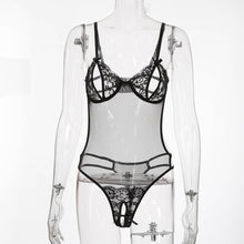 Load image into Gallery viewer, Womens Lace See-through Bodysuit Lingerie Underwear Stretchy High Cut Thong Leotard One-piece Open Crotch Bodysuits Nightwear