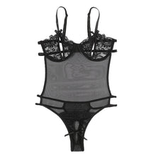Load image into Gallery viewer, Womens Lace See-through Bodysuit Lingerie Underwear Stretchy High Cut Thong Leotard One-piece Open Crotch Bodysuits Nightwear