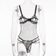 Load image into Gallery viewer, Womens Lace See-through Bodysuit Lingerie Underwear Stretchy High Cut Thong Leotard One-piece Open Crotch Bodysuits Nightwear
