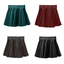 Load image into Gallery viewer, Womens PU Leather Miniskirts High Waist Casual Flared Pleated Latex A-Line Skirt Rave Dance Bottoms Sexy Clubwear Skirts