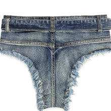 Load image into Gallery viewer, Womens Pole Dance Shorts Summer Mid Waist Denim Shorts Clubwear Beachwear Casual Frayed Raw Hem Rave Short Jeans Hot Pants
