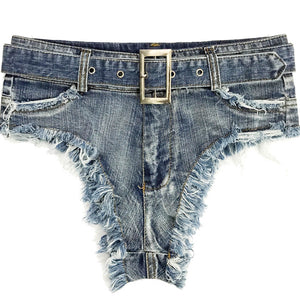 Womens Pole Dance Shorts Summer Mid Waist Denim Shorts Clubwear Beachwear Casual Frayed Raw Hem Rave Short Jeans Hot Pants