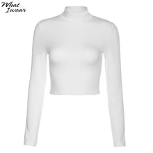 Load image into Gallery viewer, Womon cotton hollow out sexy tshirt bandage backless long sleeve tops Harajuku slim bodycon streetwear knitted tees