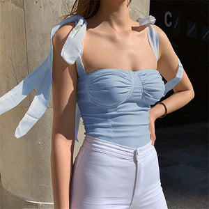Y2K 2022 Hot Sexy Bandage Vest Bottoming Sling Corset Tank Tops Cropped Casual Party Women&#39;s Clothing T Shirt Tees Streetwear
