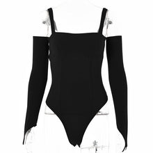 Load image into Gallery viewer, Y2K Fashion 2022 Spring Fall Elegant Black Long Sleeves Bodysuit Women Basic Tops Skinny Rompers High Rise Bodysuits Club Party