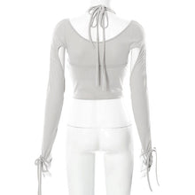 Load image into Gallery viewer, Y2k Punk Sexy Women 2 Pc Set T-shirts Cyber Bodycon Patchwork Halter Crop Tops Grunge Bandage Cut Out Sleeve Streewear Fairycore