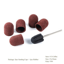 Load image into Gallery viewer, Multi-size Electric Nail Drill Bit Sanding Bands Caps 150 Grip Rubber Mandrel Machine Milling Cutter for Manicure Tools CH721