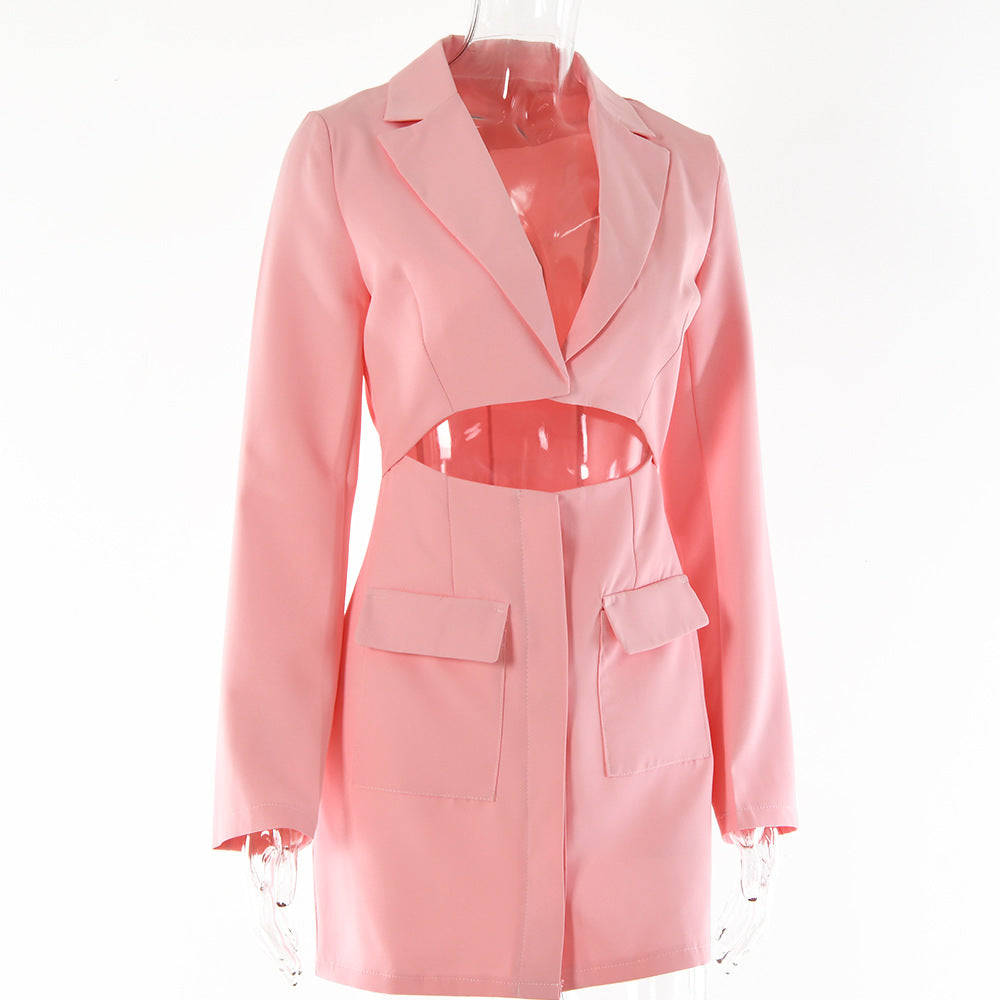 Blazer Dress With Waist Cutout: One Piece for Office and Evening