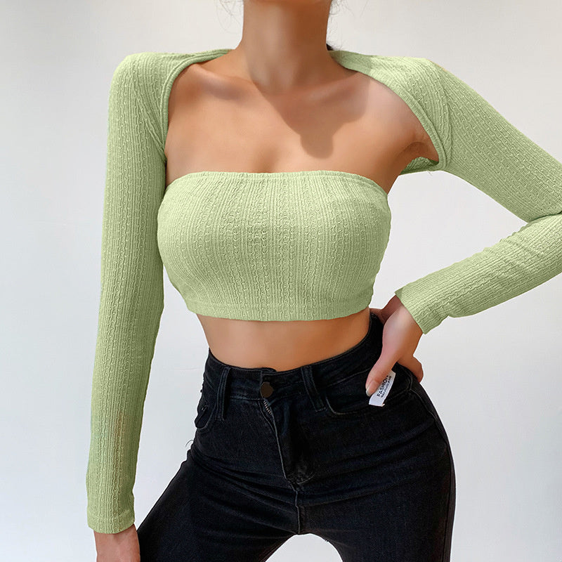 Square Neck Knit Shrug: The Long-Sleeve Crop Top That Styles Like a Set