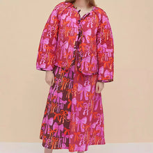 Load image into Gallery viewer, Round Neck Bowknot Printed Double-sided Lace-up Jacket