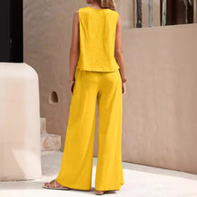 Load image into Gallery viewer, Solid Color Casual Loose Pants Sets For Women Elegant Spring Summer Women&#39;s Two Pieces Suit Full Trouser Set Female Outfit Clothes