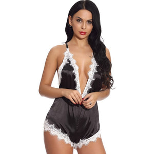 Sexy Lingerie Satin Lace Sexy Pajamas Back Cross Stretch