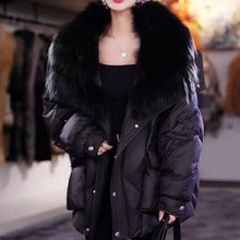 Load image into Gallery viewer, Black Fur Collar Cotton-padded Coat Warm-keeping Jacket