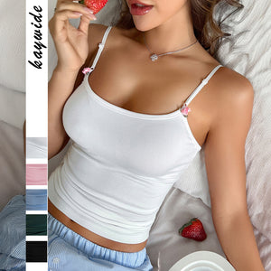 Women's Slim Knit Flower Spaghetti-strap Camisole Top
