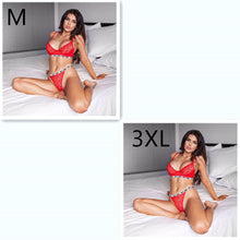 Load image into Gallery viewer, Sexy Lace Bandage Three-point Lace Sexy Lingerie Two-piece Set