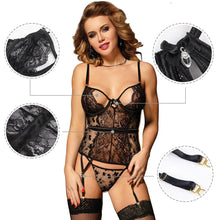 Load image into Gallery viewer, Plus Size Sexy Lingerie Sexy Lace Garter Halter Neck One-Piece Nightdress Pajamas