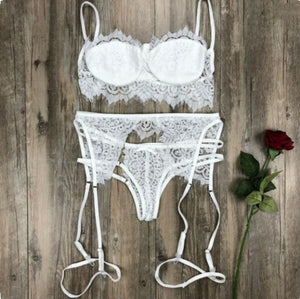 Sexy Lingerie Set Lace Stitching Sexy Three Piece Lace Underwear