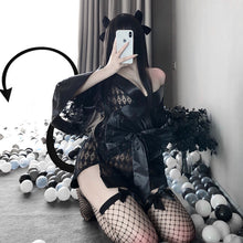 Load image into Gallery viewer, Sexy Lingerie Women Free Straight Into The Dark Japanese Kimono Sexy Bathrobe Cardigan Nightgown Passion Pajamas Set