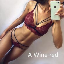 Load image into Gallery viewer, Sexy Lingerie Set Lace Stitching Sexy Three Piece Lace Underwear