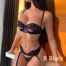 Load image into Gallery viewer, Sexy Lingerie Set Lace Stitching Sexy Three Piece Lace Underwear