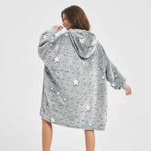 Load image into Gallery viewer, Winter Plush Hoodies Blanket Home Clothes With Stares Moon Luminous Design Oversized Pockets Pullover Nightgown Lazy Warm Homewear Pajamas