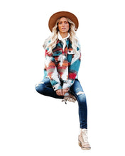 Load image into Gallery viewer, Fashion Retro Lapels Printed Short Loose Woolen Coat Women