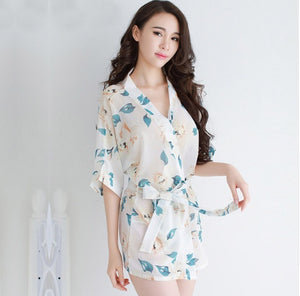 Chiffon bathrobe sexy lingerie multi-style bathrobe inside sexy suit