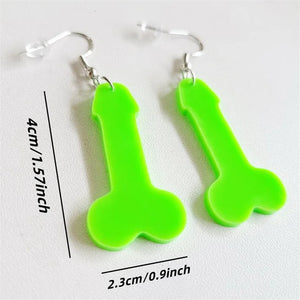 2pcs Creative Funny Acrylic dick shaped Men's  Abstract Non Mainstream Earrings Women's Personalized Jewelry Interesting Gift