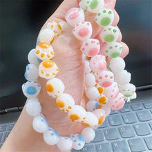 Load image into Gallery viewer, Cute cat claw hand string charcoal grilled finger soft gradient white jade Buddha bead plate play bracelet rosary ins girl heart bracelet