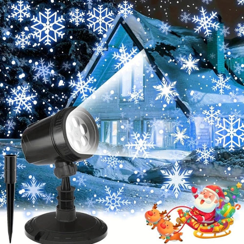 2pc Dynamic LED Snowflake Christmas Light Projector, Weatherproof Outdoor Holiday Decoration, Adjustable Angle Festive Projection Lamp for Xmas and New Year