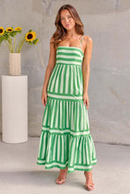 Load image into Gallery viewer, Summer Striped Printed Suspender Long Dress With Pockets Fashion Square Neck Backless Dresses For Beach Vacation Women Clothing