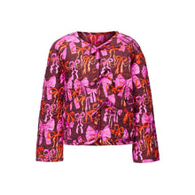 Load image into Gallery viewer, Round Neck Bowknot Printed Double-sided Lace-up Jacket