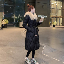 Load image into Gallery viewer, White Duck Slim Fit Down Jacket Women Overknee Mid-length Big Fur Collar Coat