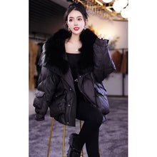 Load image into Gallery viewer, Black Fur Collar Cotton-padded Coat Warm-keeping Jacket