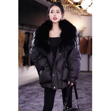 Load image into Gallery viewer, Black Fur Collar Cotton-padded Coat Warm-keeping Jacket